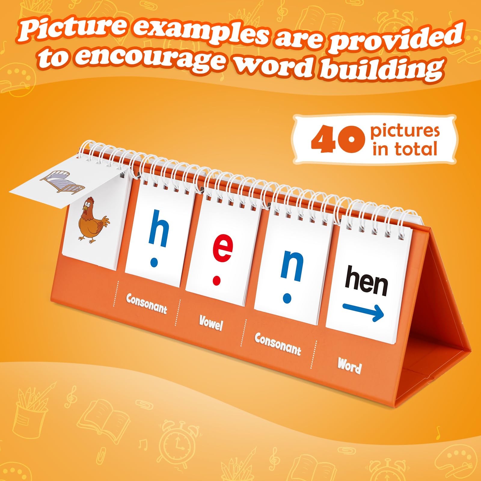 Aizweb CVC Word Games for Kindergarten – Phonics Flash Cards with 70 Cards & 40 Pictures, Learn to Read Spelling Toy