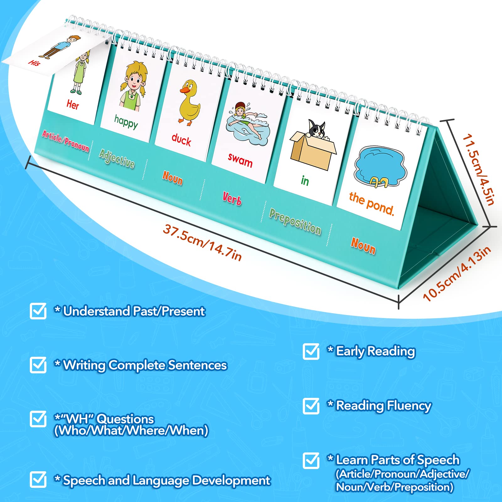 Aizweb Silly Sentence Building Flip Chart for Kids – Learn to Read & Write with Fun Sentence Strips, Speech Therapy Toy for Preschool to 2nd Grade
