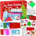 AJAZPER Christmas Foil Craft Kit for Kids – 100 Foil Sheets, 80 Stickers, 10 Cards & Envelopes, Mess-Free DIY Art Set for Ages 4-8