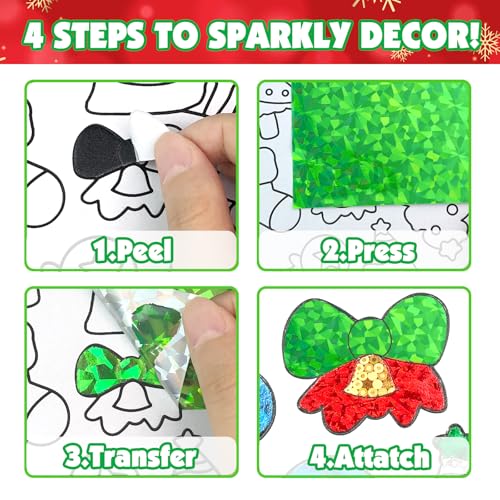 AJAZPER Christmas Foil Craft Kit for Kids – 100 Foil Sheets, 80 Stickers, 10 Cards & Envelopes, Mess-Free DIY Art Set for Ages 4-8