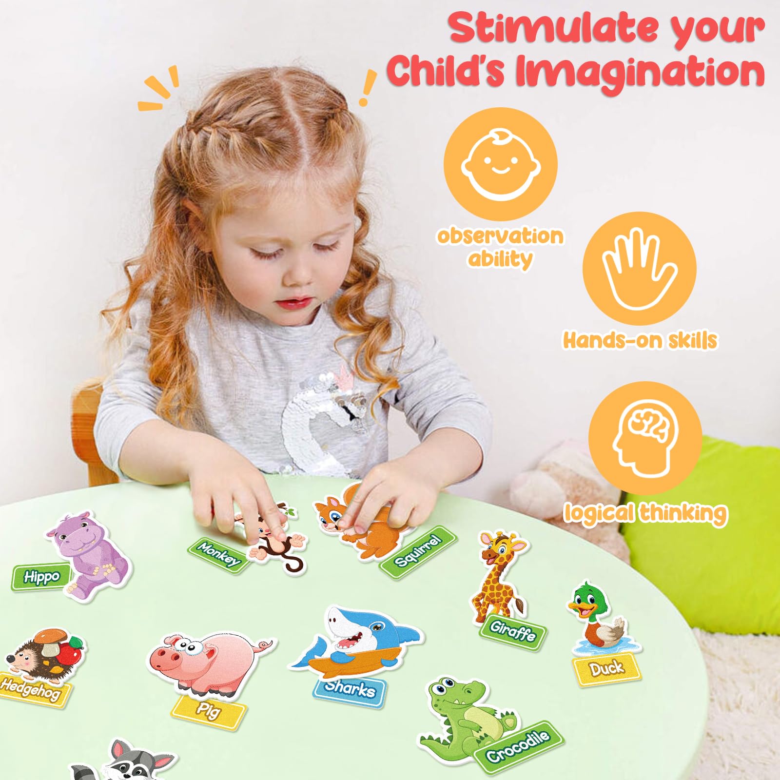 AKAYOK 90-Piece Wild & Farm Animals Felt Board Story Set – Precut with Storage Pouch