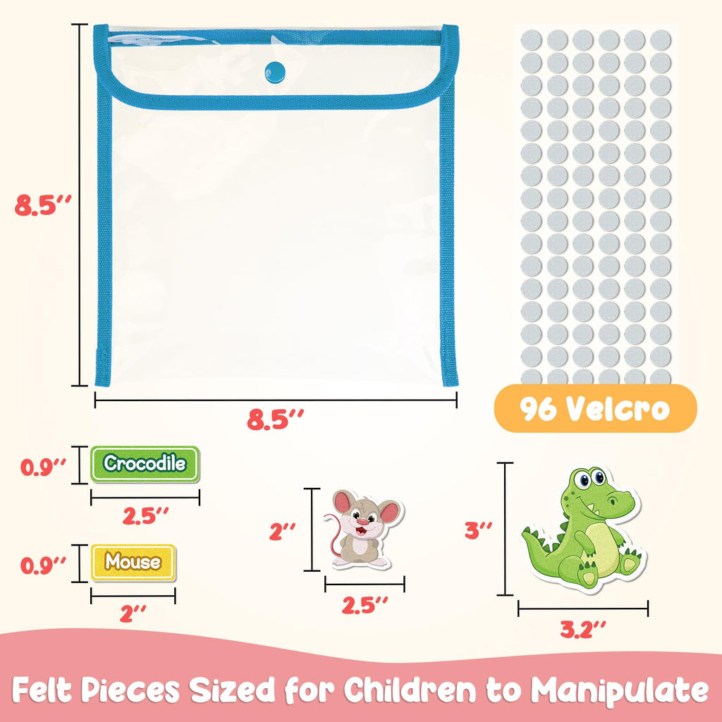 AKAYOK 90-Piece Wild & Farm Animals Felt Board Story Set – Precut with Storage Pouch
