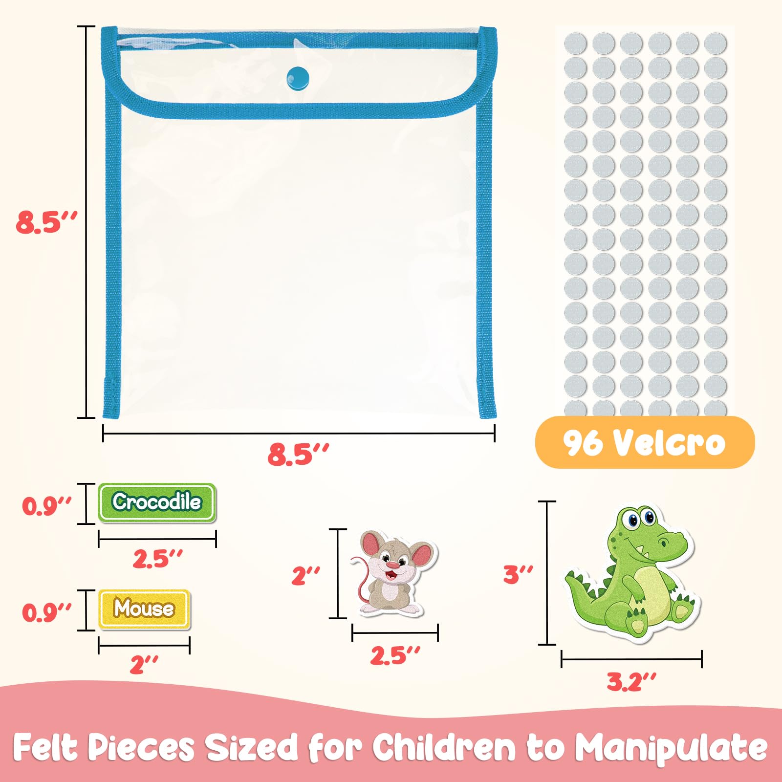 AKAYOK 90-Piece Wild & Farm Animals Felt Board Story Set – Precut with Storage Pouch