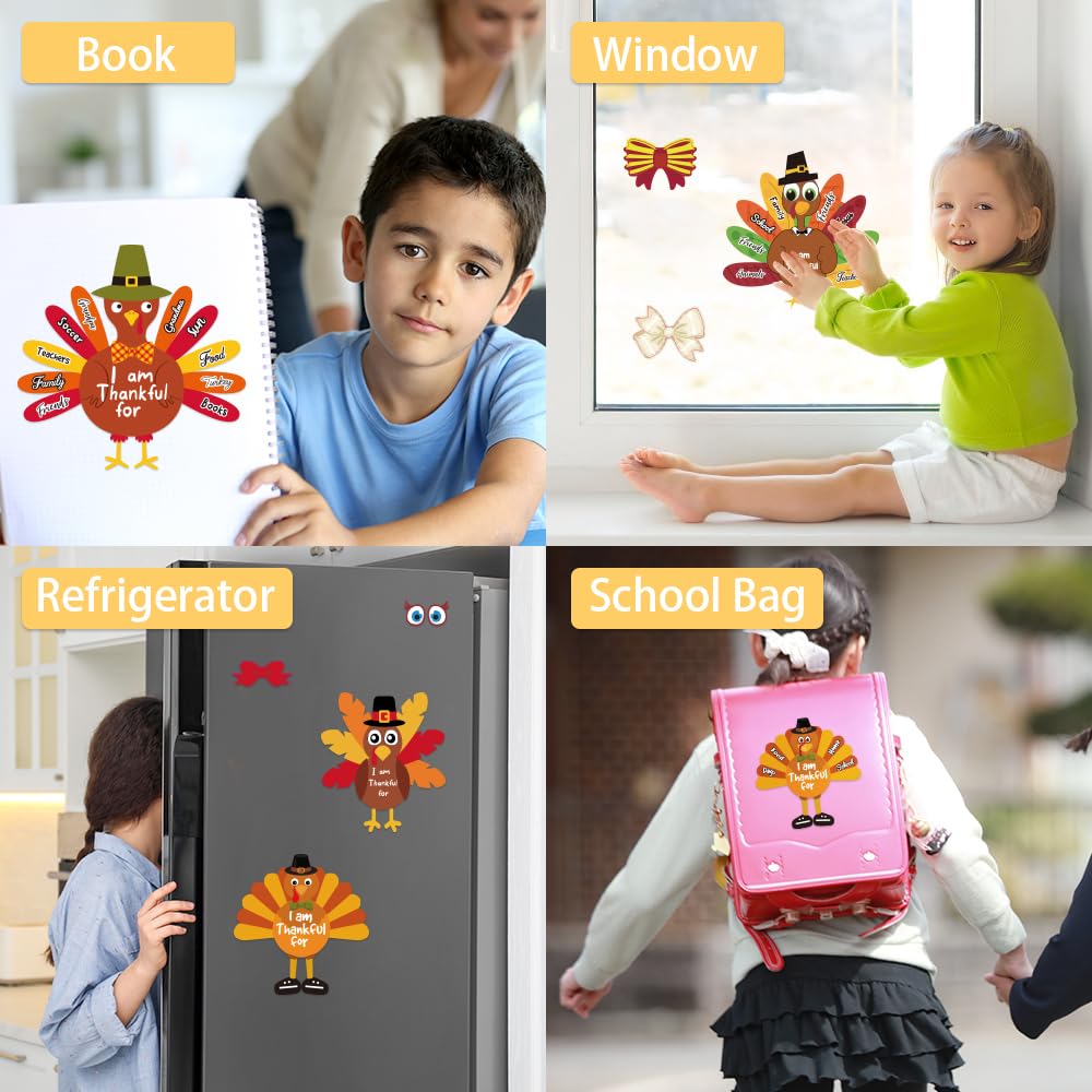 AKEROCK Make-a-Turkey Thanksgiving Sticker Crafts for Kids - 36 Sheets, 4 Designs