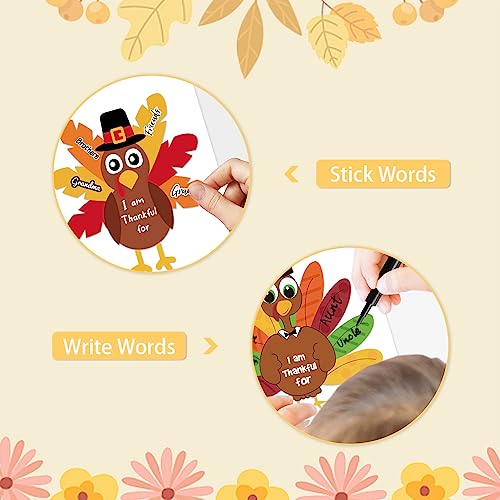 AKEROCK Make-a-Turkey Thanksgiving Sticker Crafts for Kids - 36 Sheets, 4 Designs