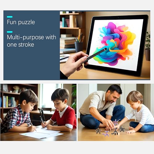 AKUTAIN Magnetic Fidget Pen – Multifunctional Stress Relief Toy Pen with Colorful Modules, Black
