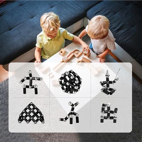 AKUTAIN Magnetic Fidget Pen – Multifunctional Stress Relief Toy Pen with Colorful Modules, Black