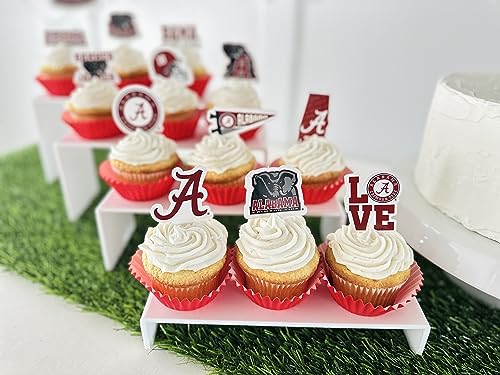 Alabama Crimson Tide Cupcake Toppers - 24 Pack for Game Day, Graduation & Birthday Parties by PartyKandy