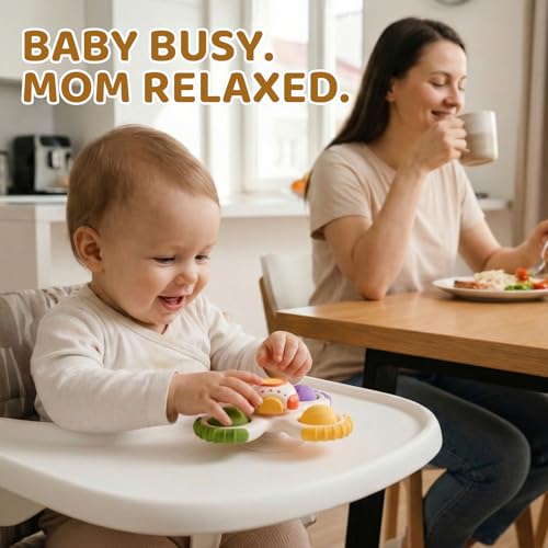ALASOU 3-Pack Suction Cup Spinner Toys for Toddlers 1-3 - Sensory Travel Toys for 1 Year Old Boys Girls