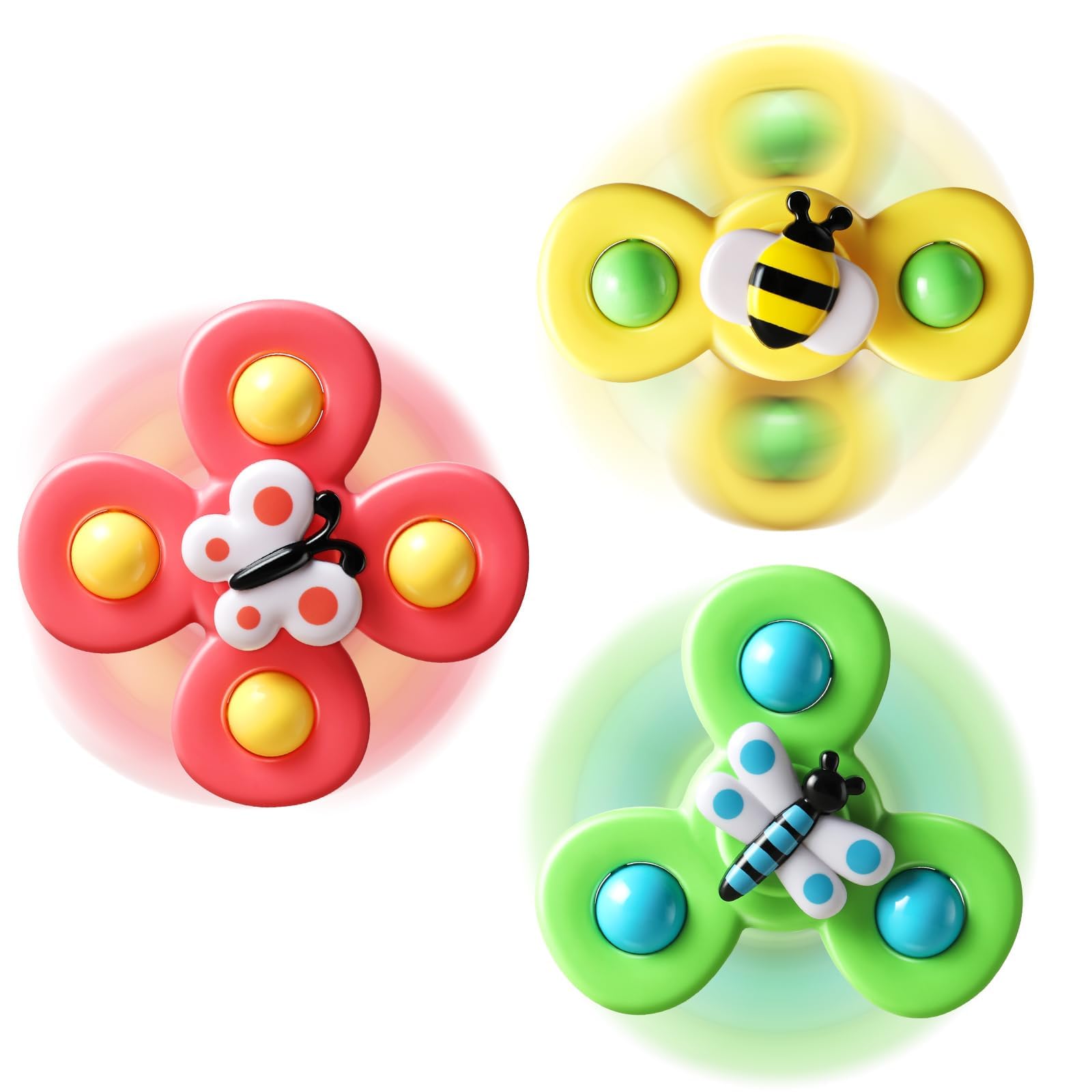 ALASOU 3-Piece Suction Cup Spinner Toy Set for Toddlers 1-3 Years
