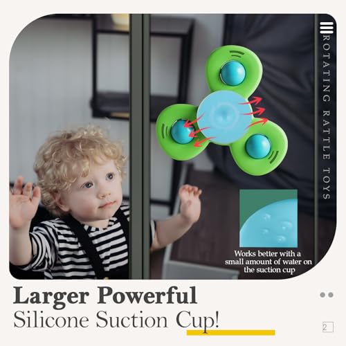 ALASOU 3-Piece Suction Cup Spinner Toy Set for Toddlers 1-3 Years