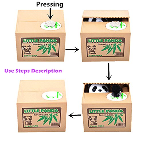 ALIMITOPIA Vocal Mischief Stealing Coin Bank - Cartoon Panda Piggy Bank, Holds 40 Coins, Requires 2 AA Batteries