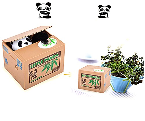 ALIMITOPIA Vocal Mischief Stealing Coin Bank - Cartoon Panda Piggy Bank, Holds 40 Coins, Requires 2 AA Batteries