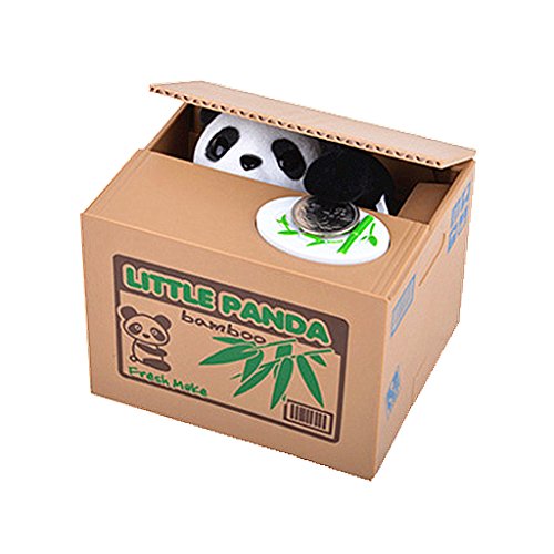 ALIMITOPIA Vocal Mischief Stealing Coin Bank - Cartoon Panda Piggy Bank, Holds 40 Coins, Requires 2 AA Batteries
