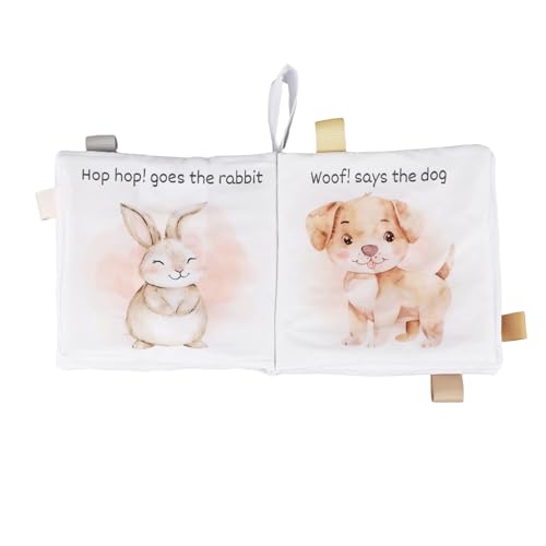 Ali+Oli Baby Cloth Book – Soft Sensory Crinkle Toy with Taggies for Infants 0–12 Months, Farm Animal Theme