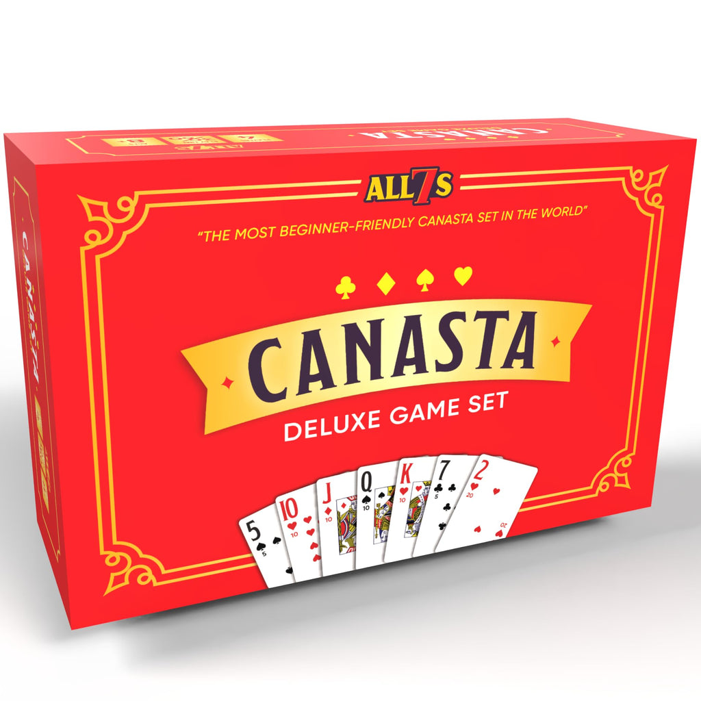 All7s Deluxe American Canasta Set with Rotating Tray – Large Print Cards for Seniors
