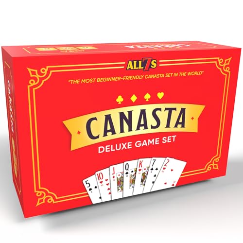 All7s Deluxe American Canasta Set with Rotating Tray – Large Print Cards for Seniors