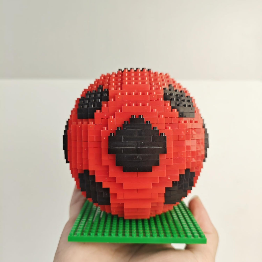 alltogetho Red Soccer Ball Building Blocks Kit – 900+ Micro Mini Bricks for Sport-Themed Desk Decor and Classroom Learning