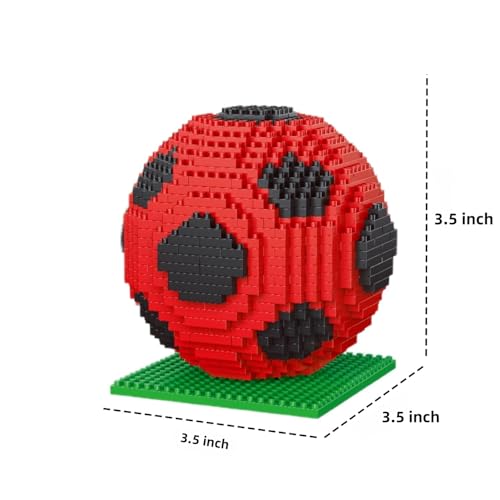 alltogetho Red Soccer Ball Building Blocks Kit – 900+ Micro Mini Bricks for Sport-Themed Desk Decor and Classroom Learning