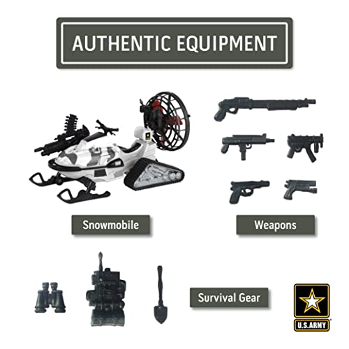Alpine Assault Play Set – 11-Piece Army Snowmobile Toy with Poseable Soldier & Accessories for Kids 3+