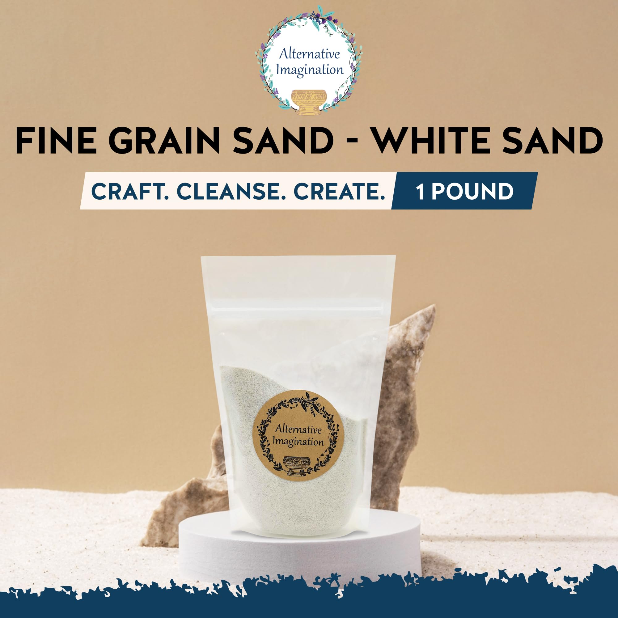 Alternative Imagination White Fine Sand – 1 lb for Rituals, Zen Gardens, Incense Burners, and Crafts