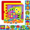 AluAbi Button Art Toys for Toddlers - Color Matching Mosaic Pegboard with 46 Buttons and 12 Pictures - Fine Motor Skills STEM Toy for Ages 3+
