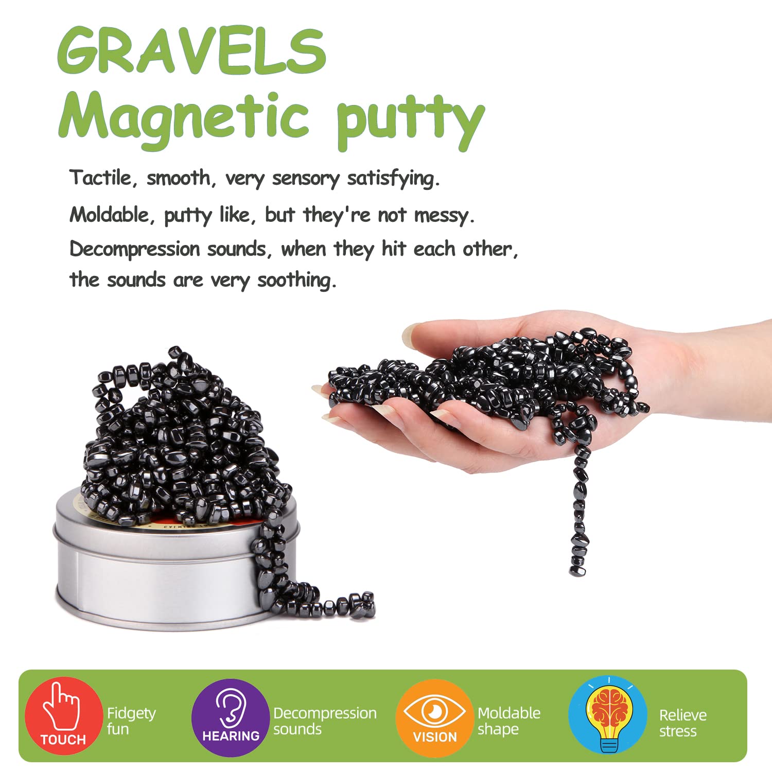 Alunmair 550-Piece Magnetic Putty Desk Toy - Ferrite Crags for Stress Relief