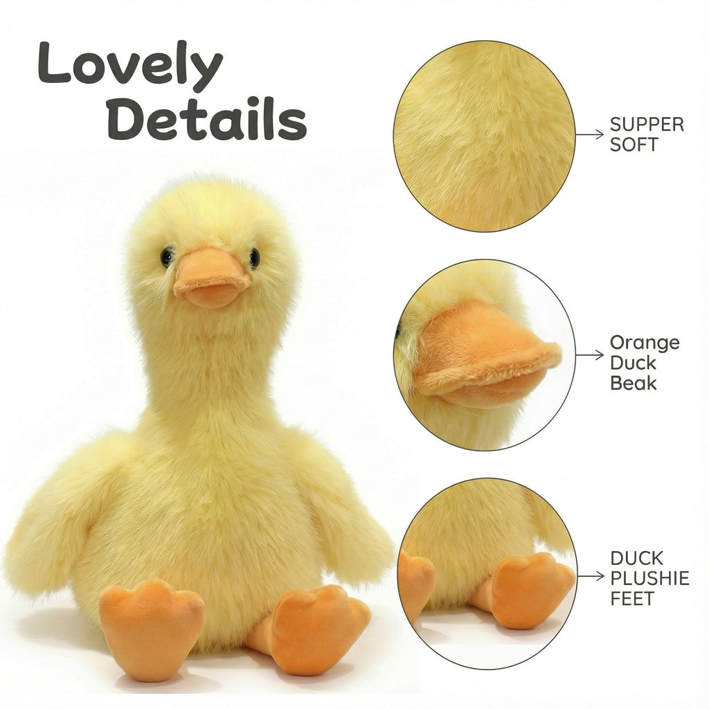 Alwoligag Plush Duck Stuffed Animal - Ultra Soft 14 Inch Yellow Duck Buddy, Hypoallergenic & Machine Washable