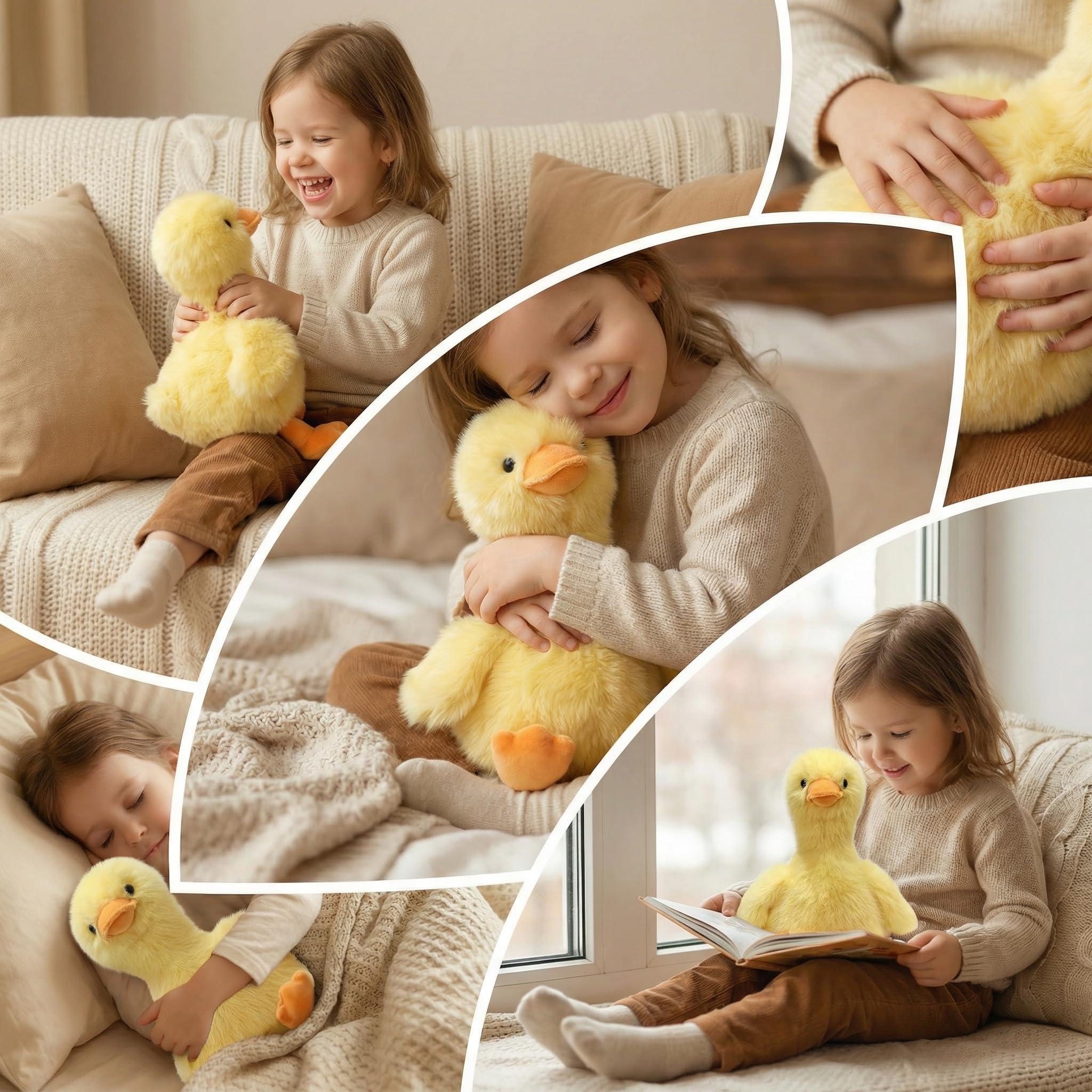 Alwoligag Plush Duck Stuffed Animal - Ultra Soft 14 Inch Yellow Duck Buddy, Hypoallergenic & Machine Washable