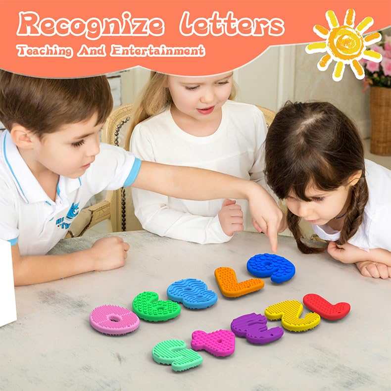 Alxjejo 10-Pack Silicone Number Stones with Keychains – Sensory Fidget Toys for Toddlers, Montessori Math Learning, Quiet ADHD Autism Travel Essentials