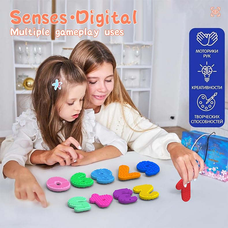 Alxjejo 10-Pack Silicone Number Stones with Keychains – Sensory Fidget Toys for Toddlers, Montessori Math Learning, Quiet ADHD Autism Travel Essentials