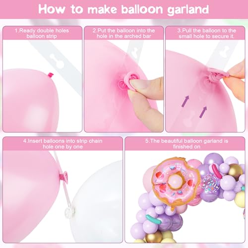 Amandir 139-Piece Pastel Donut Balloon Arch Garland Kit – Sweet One Birthday Party Decorations with Ice Cream & Confetti Balloons