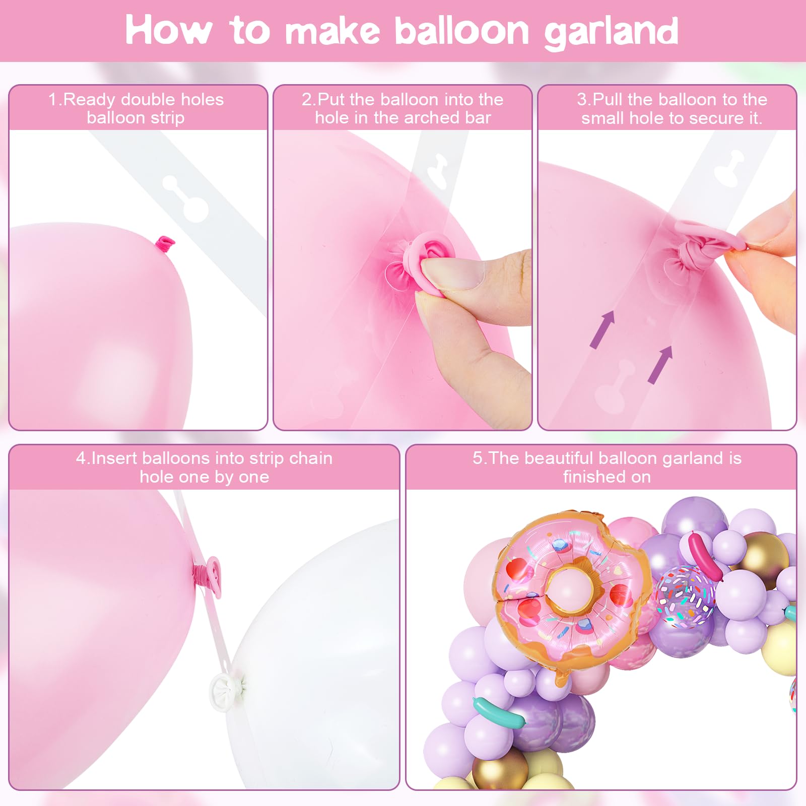 Amandir 139-Piece Pastel Donut Balloon Arch Garland Kit – Sweet One Birthday Party Decorations with Ice Cream & Confetti Balloons