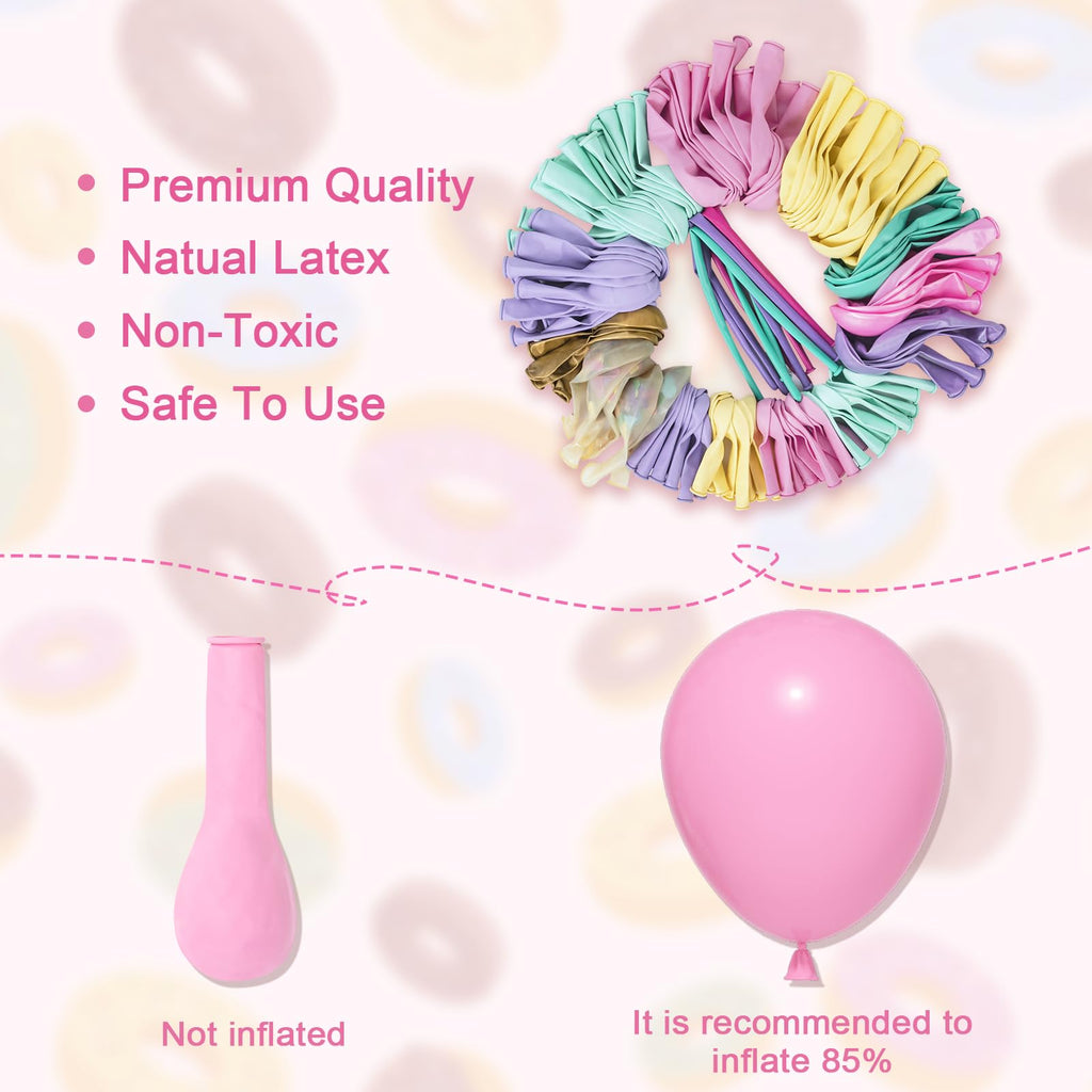 Amandir 139-Piece Pastel Donut Balloon Arch Garland Kit – Sweet One Birthday Party Decorations with Ice Cream & Confetti Balloons