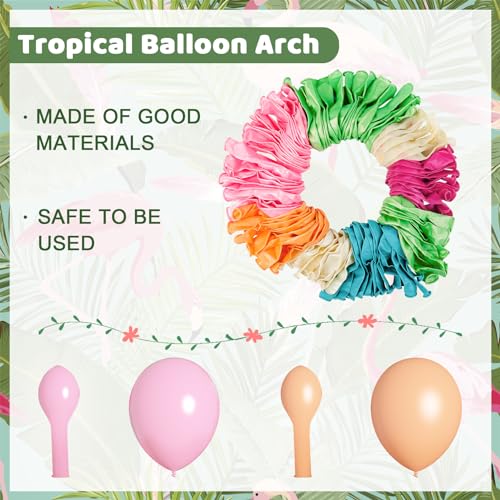 Amandir 151-Piece Tropical Balloon Arch Kit – Green, Pink, Confetti Latex & Palm Leaves