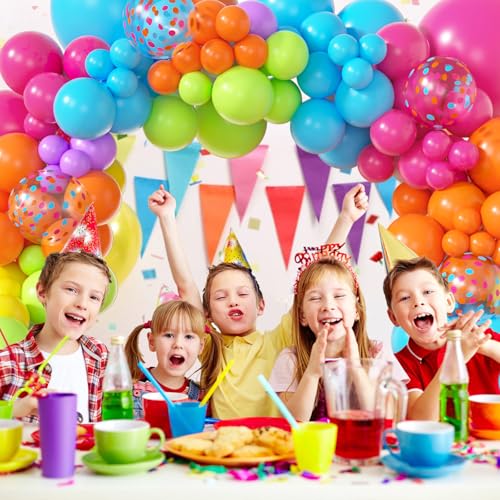 Amandir 153-Piece Tropical Balloon Arch Kit – Hot Pink, Rainbow, Luau Party Decorations
