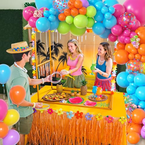 Amandir 153-Piece Tropical Balloon Arch Kit – Hot Pink, Rainbow, Luau Party Decorations