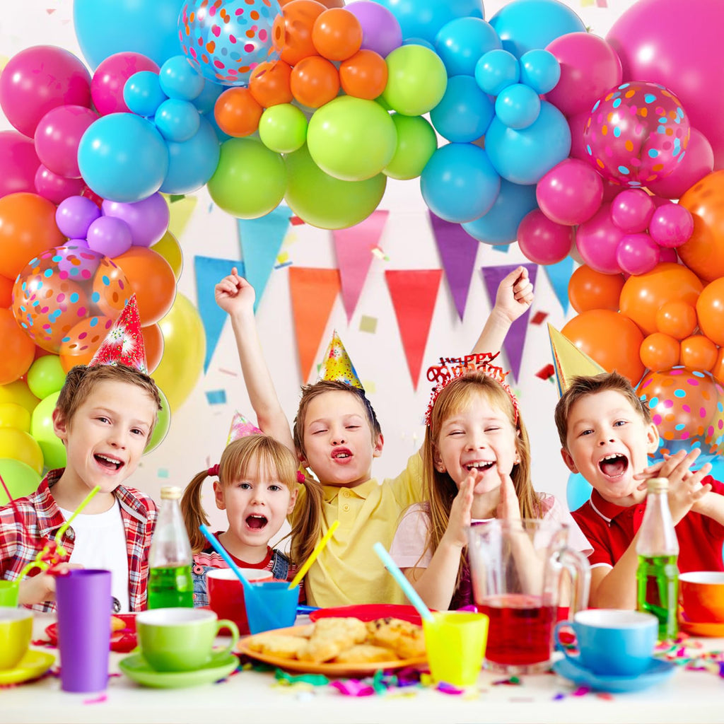 Amandir 153-Piece Tropical Balloon Arch Kit – Hot Pink, Rainbow, Luau Party Decorations