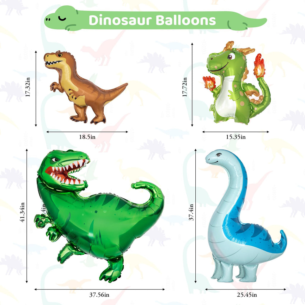 Amandir Dinosaur 3rd Birthday Party Decorations – 47-Piece Foil Balloon Kit with Number 3, Star, and Hanging Swirls