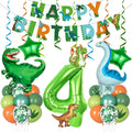 Amandir Dinosaur 4th Birthday Party Decorations – 47-Piece Balloon Kit with Foil Dinos, Number 4, Star Balloons, Banner & Swirls for Boys Girls Dino Party