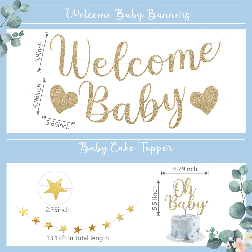 Amandir Dusty Blue Baby Shower Decorations Kit – 51-Piece Set with Banner, Cake Topper, Balloons, and Garland
