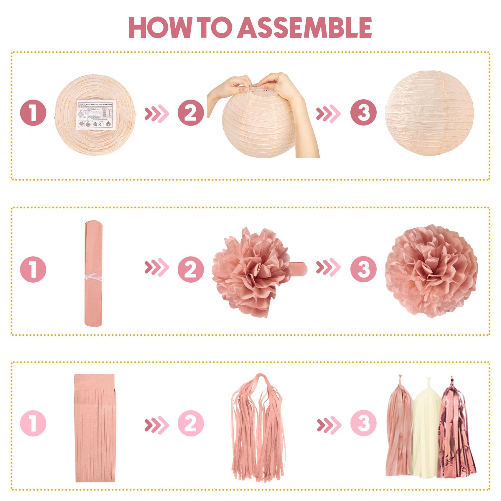 Amandir Dusty Pink Baby Shower Decorations Set – 51 Pieces with Banner, Cake Topper, Balloons & Garlands