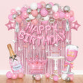 Amandir Pink Birthday Decorations Set - 86 Piece Silver & Pink Party Supplies for Women Girls