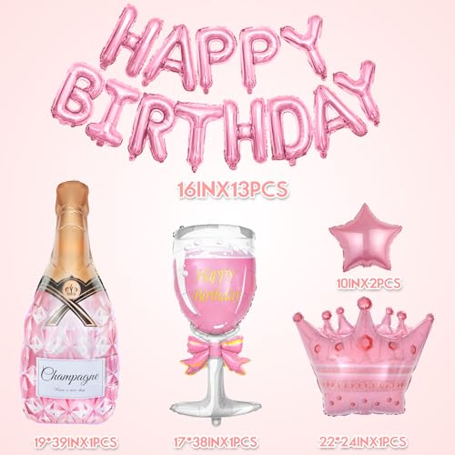 Amandir Pink Birthday Decorations Set - 86 Piece Silver & Pink Party Supplies for Women Girls