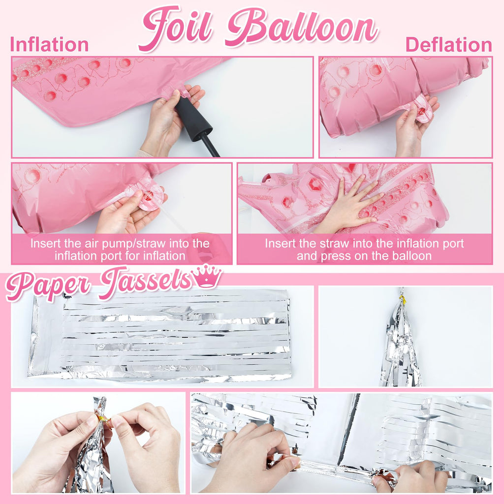 Amandir Pink Birthday Decorations Set - 86 Piece Silver & Pink Party Supplies for Women Girls