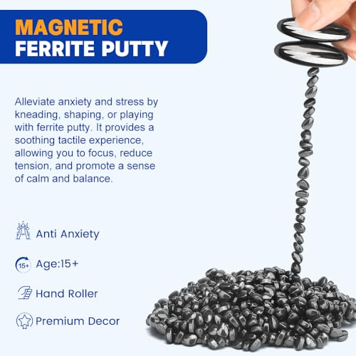 Amarlozn Ferrite Magnetic Putty with Snake Eggs – 300g Fidget Stones & 2 Oval Magnets, Desk Toy for Adults