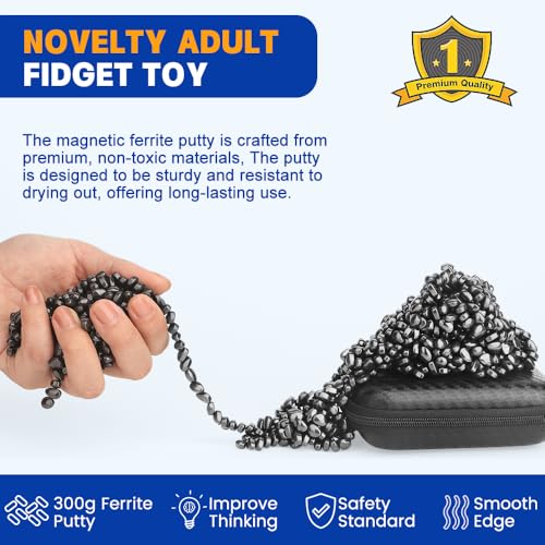 Amarlozn Ferrite Magnetic Putty with Snake Eggs – 300g Fidget Stones & 2 Oval Magnets, Desk Toy for Adults