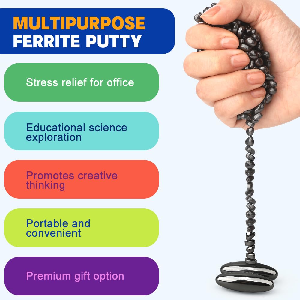 Amarlozn Ferrite Magnetic Putty with Snake Eggs – 300g Fidget Stones & 2 Oval Magnets, Desk Toy for Adults