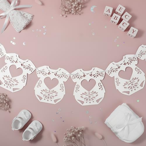 AmazingSpark 2-Pack Papel Picado Baby Shower Banner - Sweet Color, 24 Pcs, Mexican Party Decoration with Hanging String