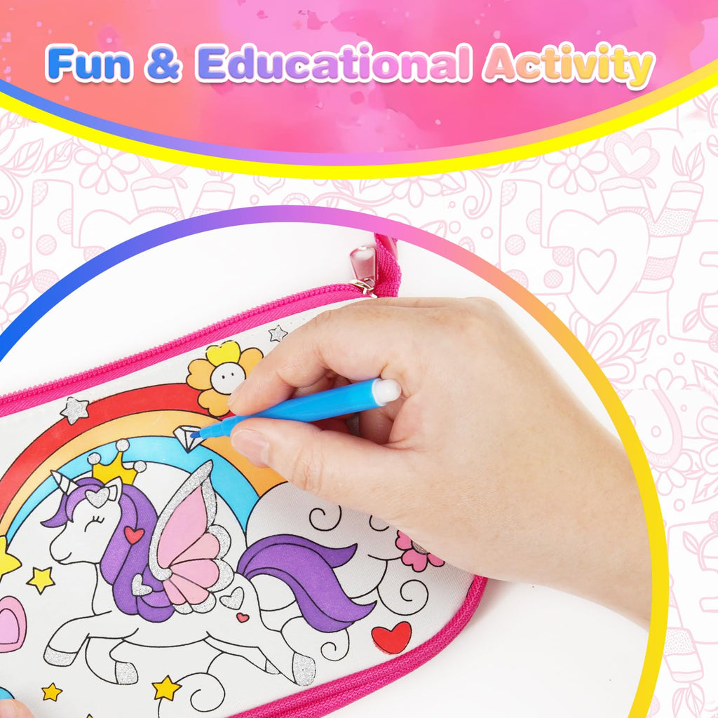 Ambesi Butterfly Coloring Handbag Kit with 12 Washable Markers for Kids 4+